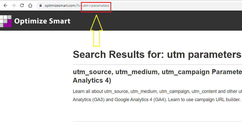the search term appearing in the query parameter
