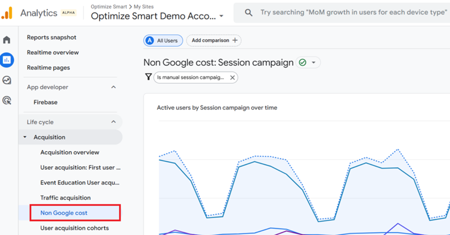 ga4 non google cost report ga4