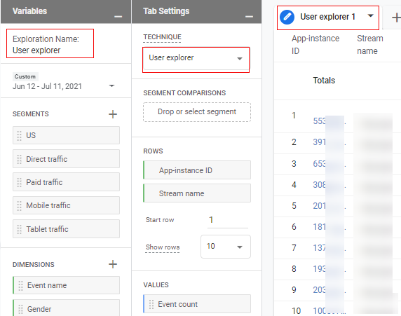 example of user explorer report 2