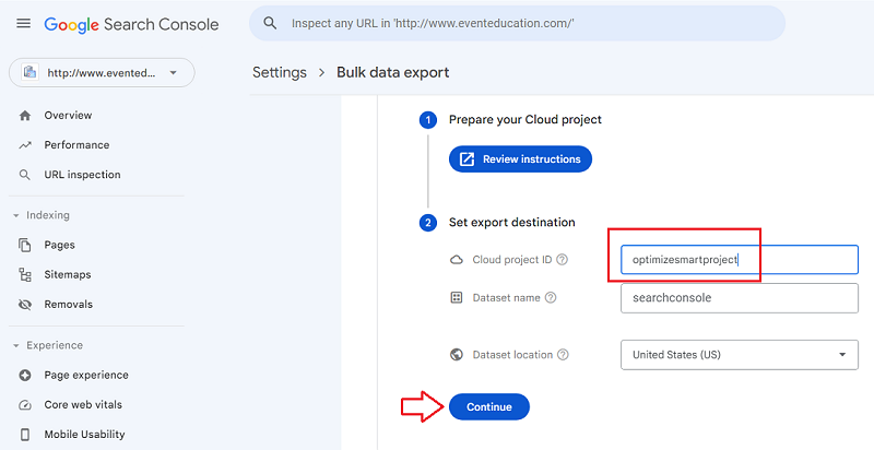 Enter your BigQuery project id