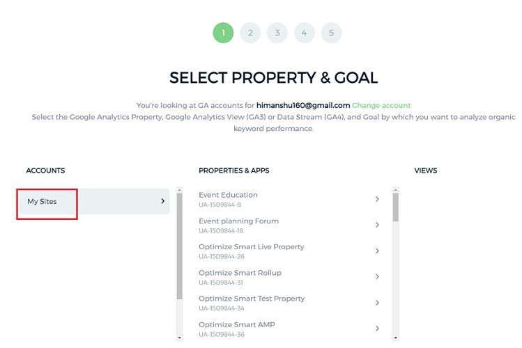 Click on your Google Analytics account