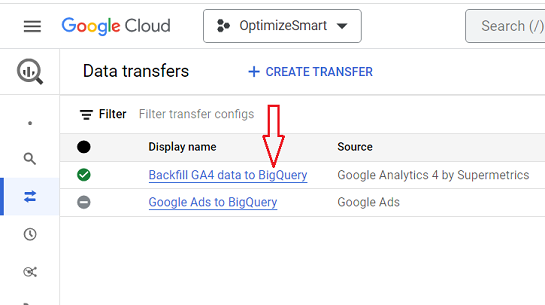 Backfill GA4 data to BigQuery
