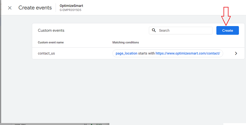 Click on the ‘Create button to create a new event