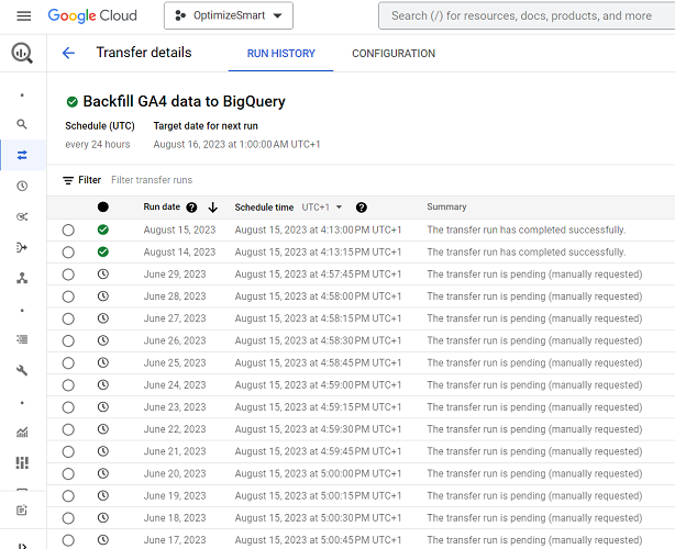 see the current status of various data transfers