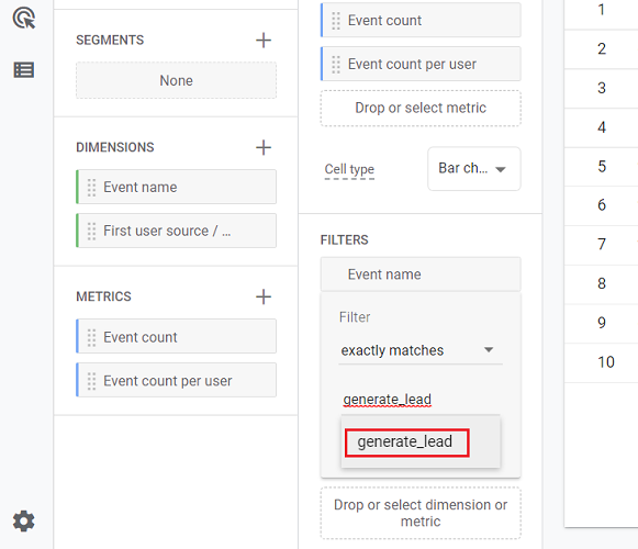 Type ‘generate lead in the text
