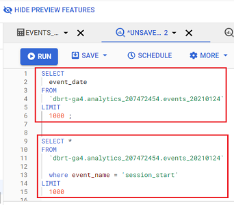 Querying Google Analytics data in BigQuery