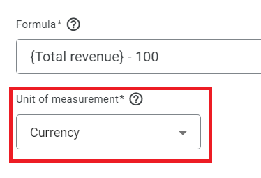 the ‘Currency unit of measurement