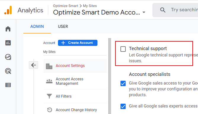 Technical support ga4