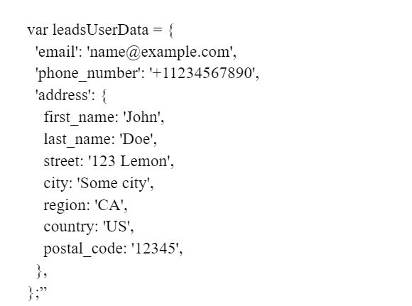 The sample user data is shown below
