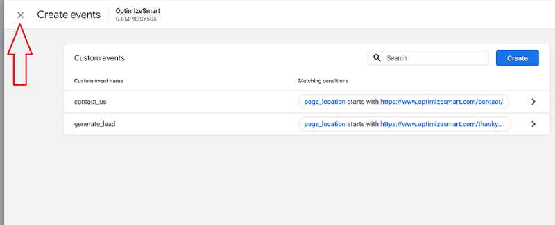 Click on the cross button