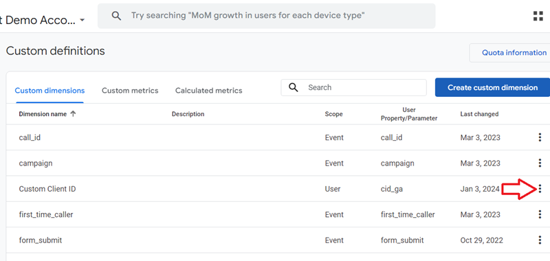 Click on the three dots menu next to the user property
