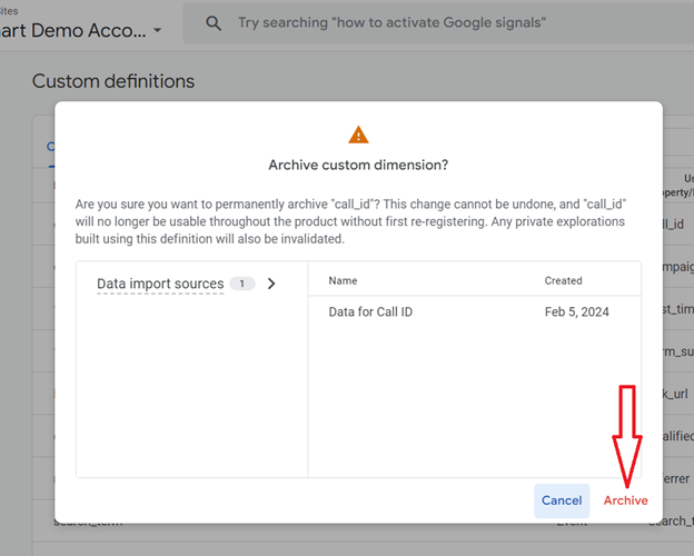 Click on the ‘Archive‘ button