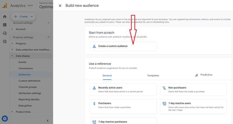 create a custom audience ga4