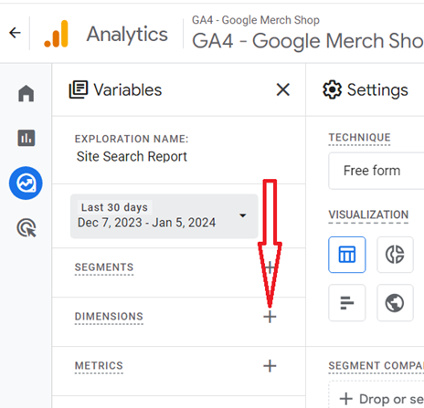 button next to ‘DIMENSIONS‘ 1