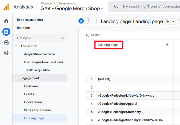 ga4 landing page dimension is buggy