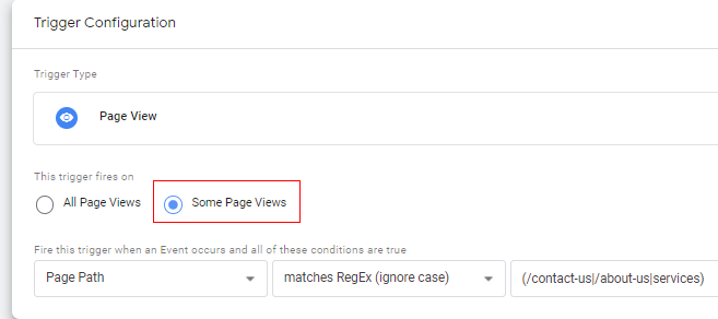 Regex pageview trigger