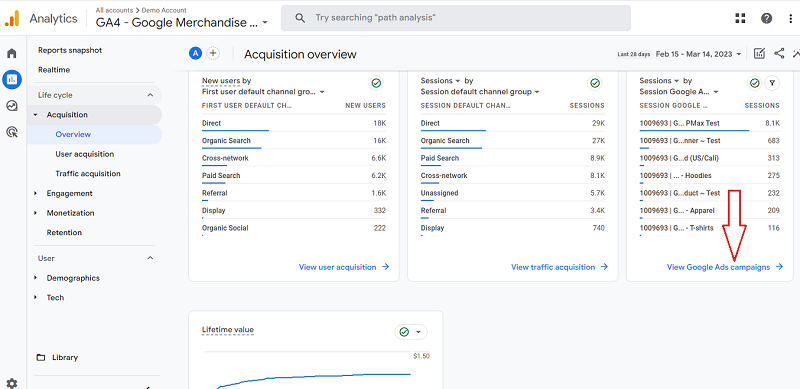 View Google Ads campaigns