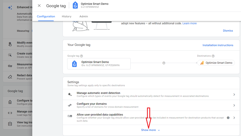 click on the Show more drop down menu