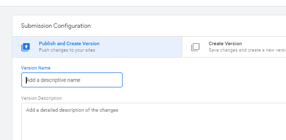 gtm event tracking Publish GTM Version