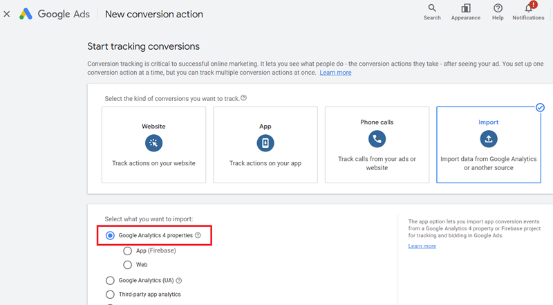Click on ‘Google Analytics 4 properties