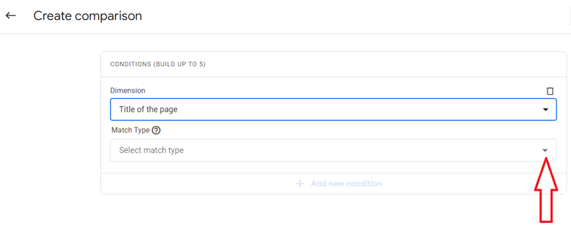 Click on the drop down menu under ‘Match Type