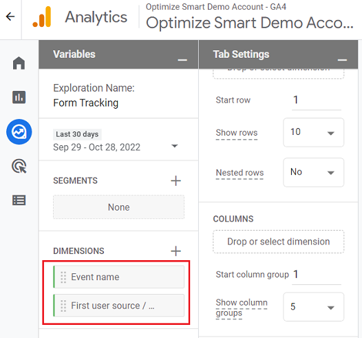 imported dimensions ga4