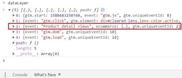 Click on a data layer variable to see more details about that variable