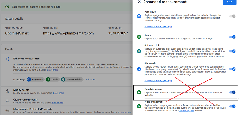 disable form interaction ga4