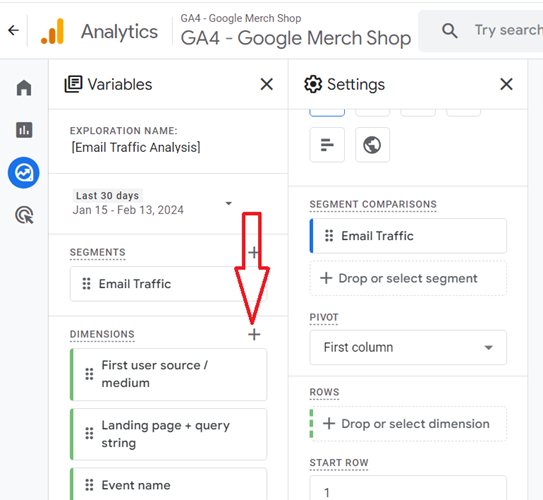 import the ‘First user campaign dimension ga4