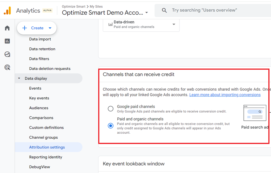 Marketing channels that can receive conversion credit