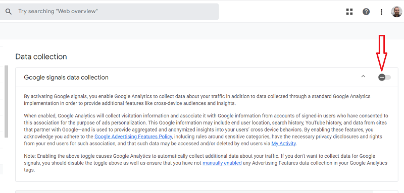 disable google signals ga4