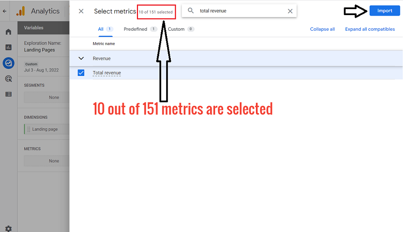 10 of 151 selected ga4