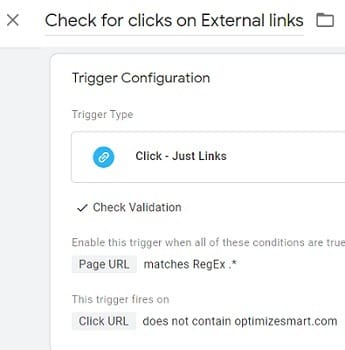 gtm event tracking Check for clicks on External links