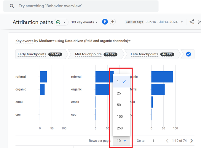 see more than ten rows