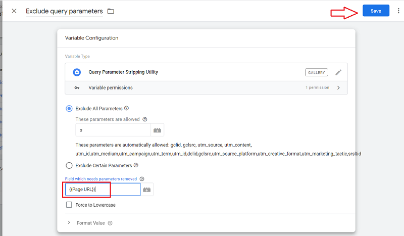 Field which needs parameters removed