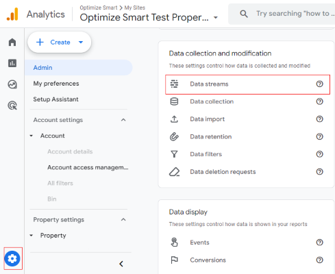 click on Data streams 1