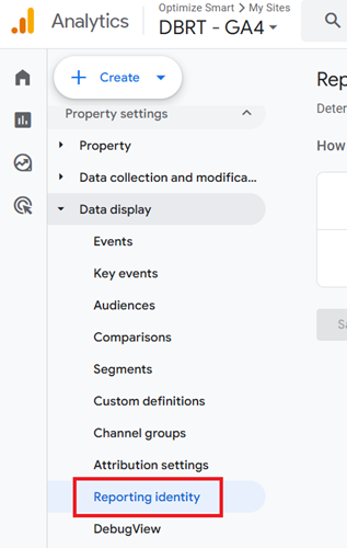 navigate to ‘Reporting Identity‘ under ‘Data Display‘ 1