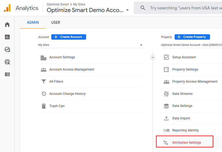 attribution settings google analytics 4