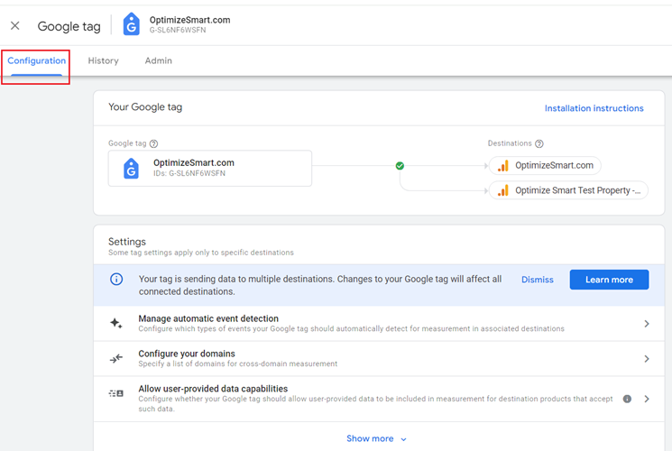 Click on the ‘Configuration‘ tab