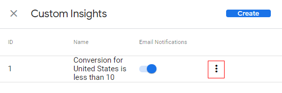 create custom insights three dots