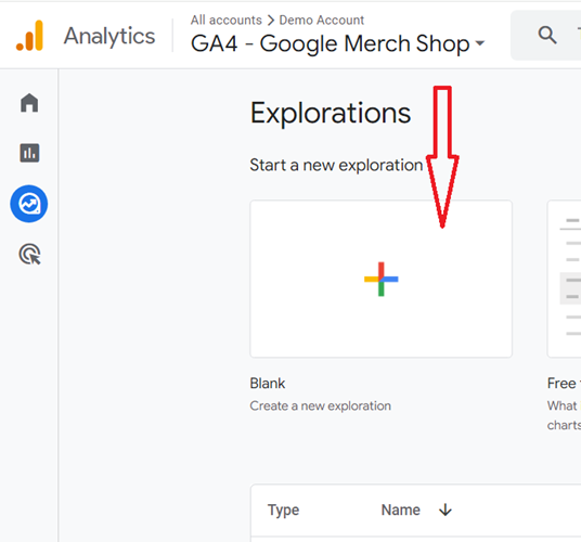 Click on the ‘Blank exploration report template