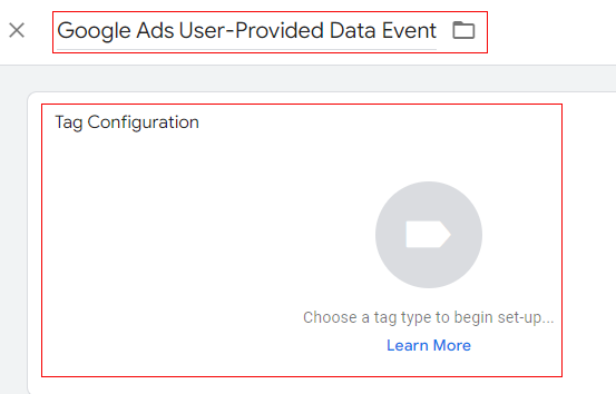 Google Ads User Provided Data Event tag gtm