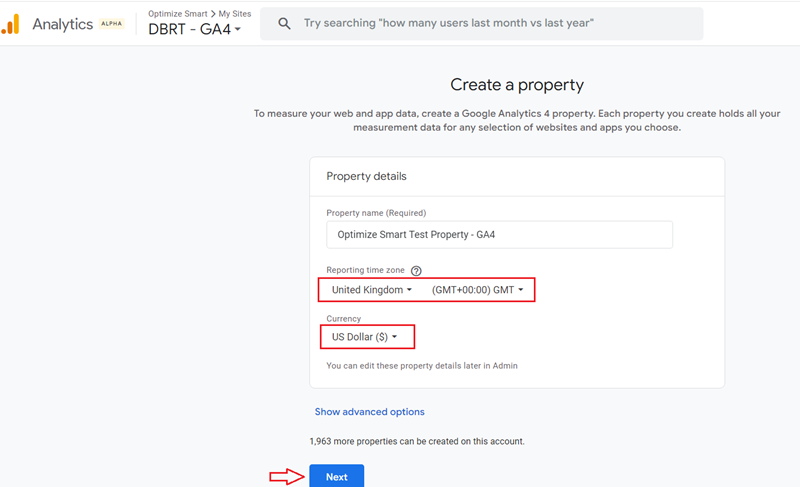 Select your reporting timezone and currency