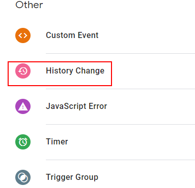 history change custom event