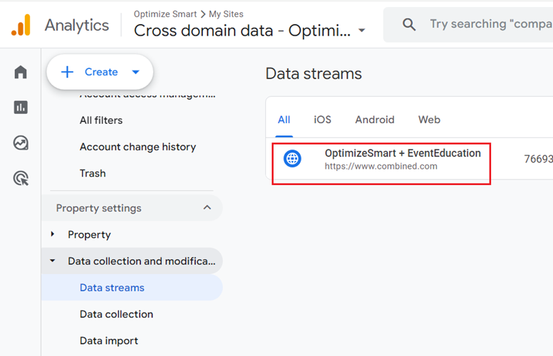 Create a new web data stream in your new GA4 property