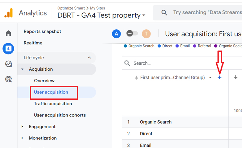 click on the button to apply a secondary dimension to the report