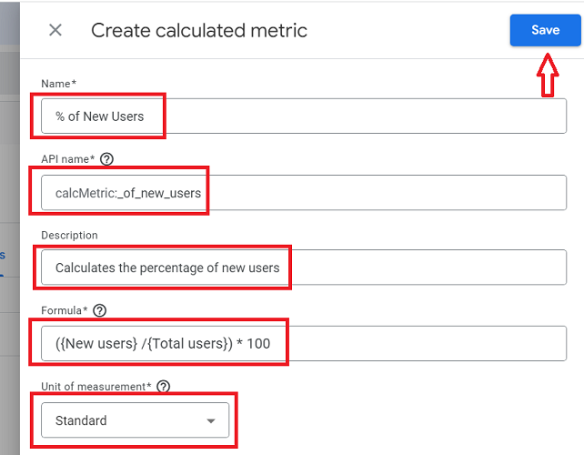 save calculated metric