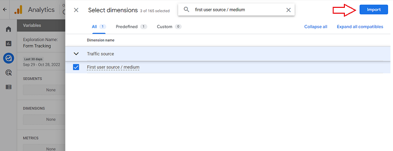 import dimensions ga4