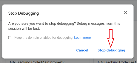 Stop debugging