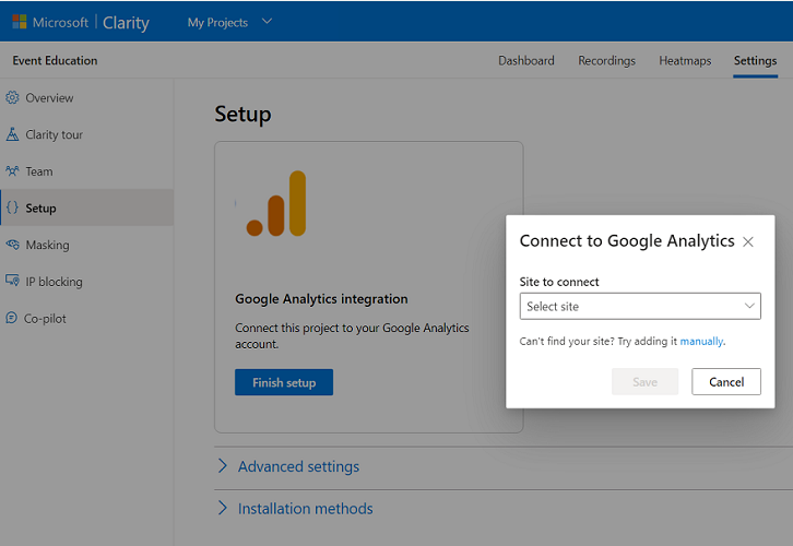 connect to google analytics